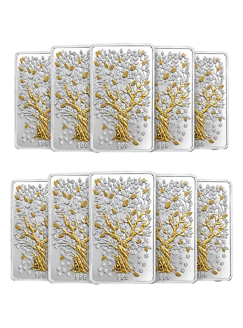 EZURR Lucky Banyan Tree Silver Bar | 999 Pure Silver | 10 x10 g